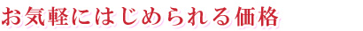 お気軽にはじめられる価格